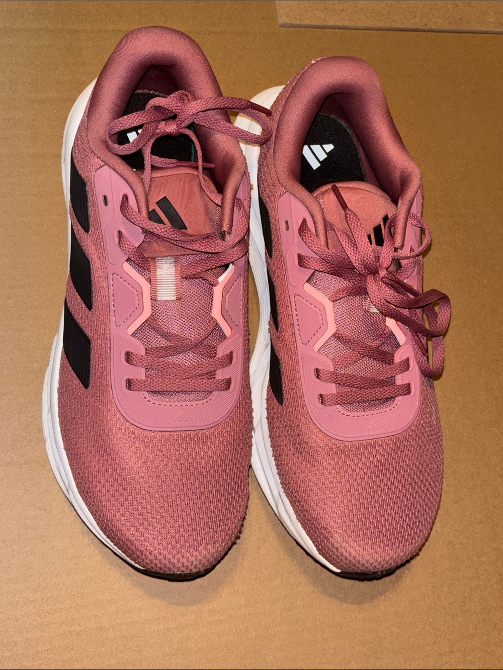 adidas Women's Pink Athletic Running Sneakers with Black Stripes